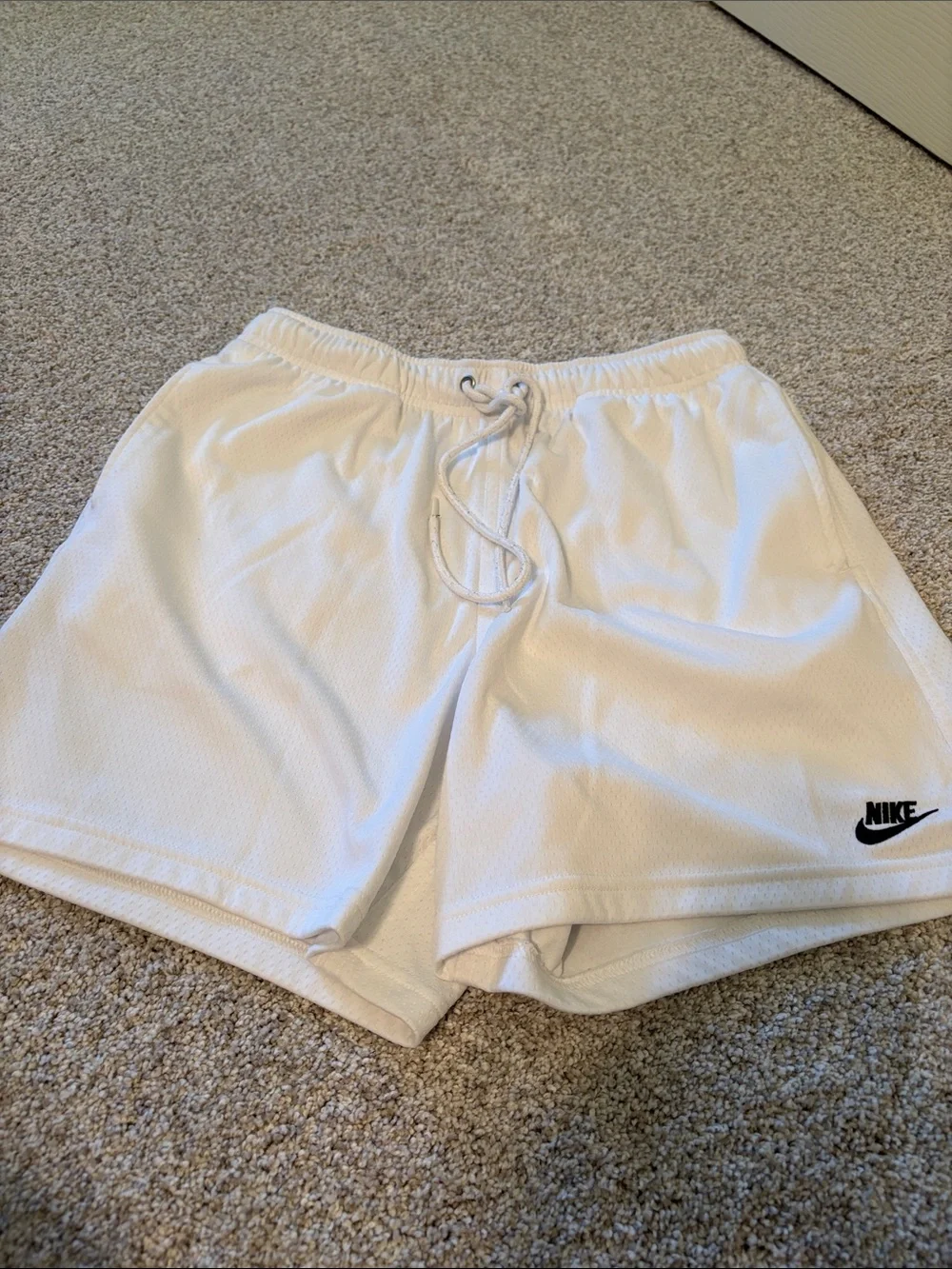 Nike White Mesh Drawstring shirts 5”